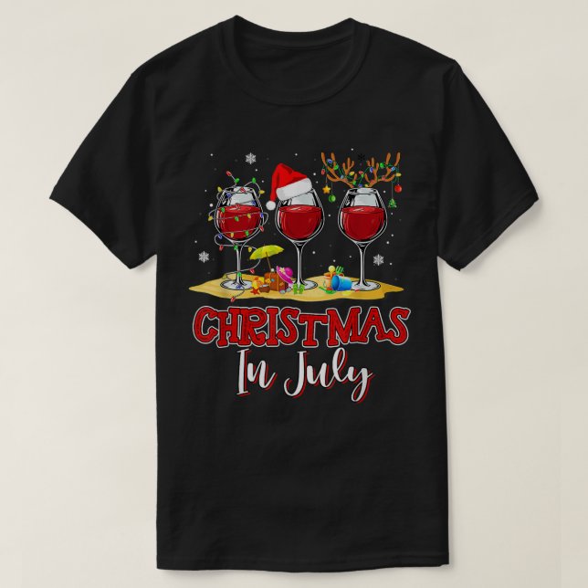 Camiseta Christmas in July Three Glass Of Red Wine Summer 2 (Diseño del anverso)