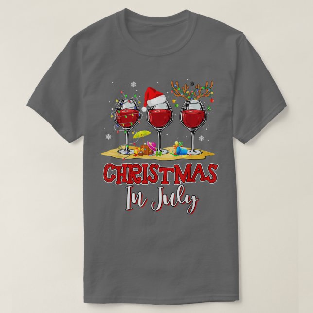 Camiseta Christmas in July Three Glass Of Red Wine Summer 2 (Diseño del anverso)