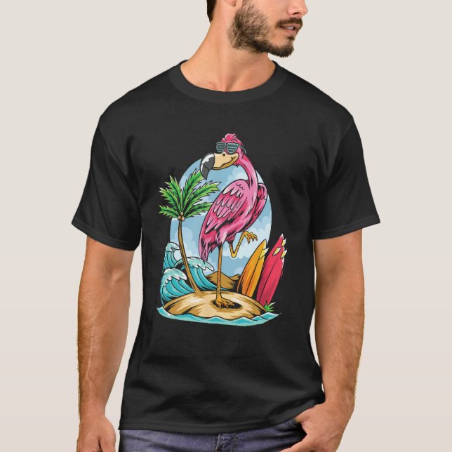 Camiseta Christmas In July  Tropical Flamingo Hawaii Summer (Anverso)