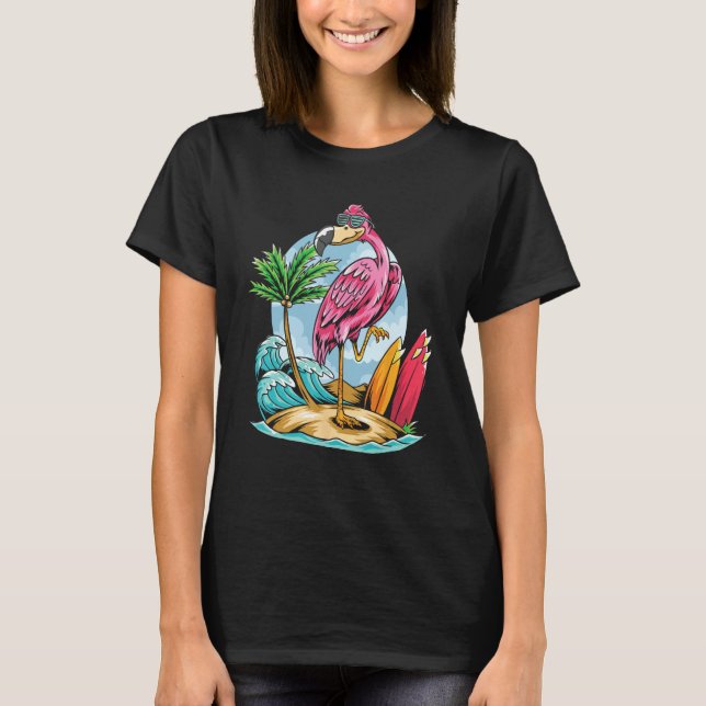 Camiseta Christmas In July  Tropical Flamingo Hawaii Summer (Anverso)