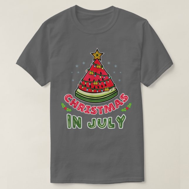 Camiseta Christmas In July Watermelon Christmas Tree  (Diseño del anverso)