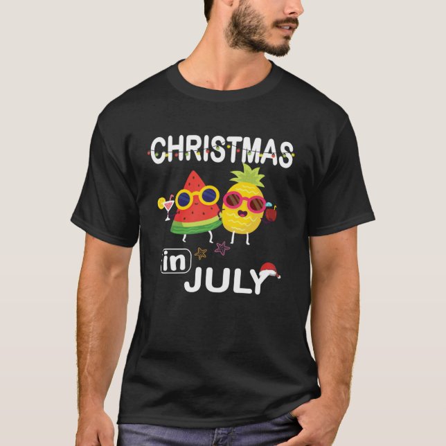 Camiseta Christmas In July Watermelon Pineapple Xmas Summer (Anverso)