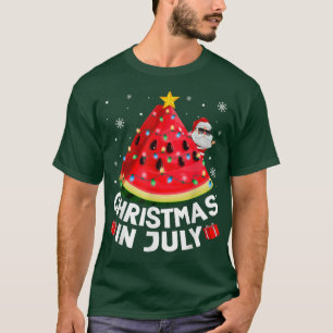 Camiseta Christmas In July Watermelon Santa Claus Xmas Tree