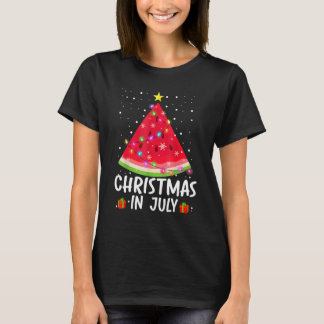Camiseta Christmas In July Watermelon Santa Summer Tree