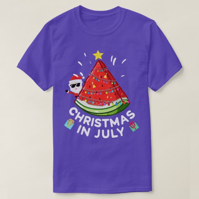 Camiseta Christmas In July Watermelon Santa Summer Tree  (Diseño del anverso)