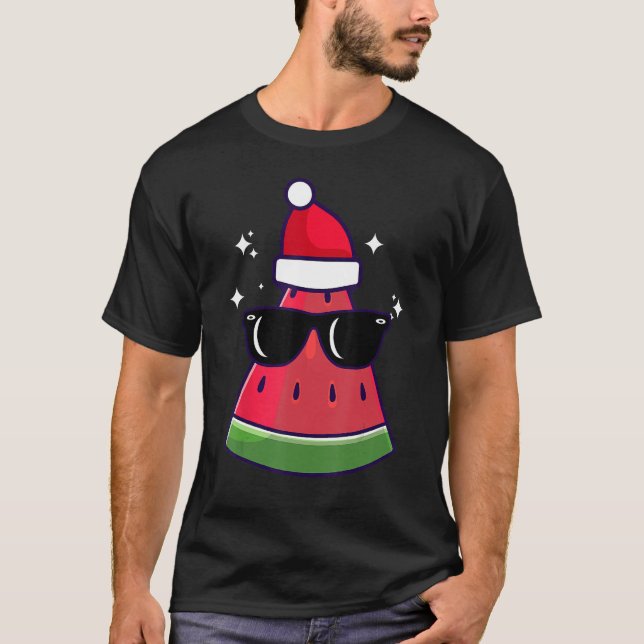 Camiseta Christmas In July Watermelon Summer Santa Xmas Cut (Anverso)