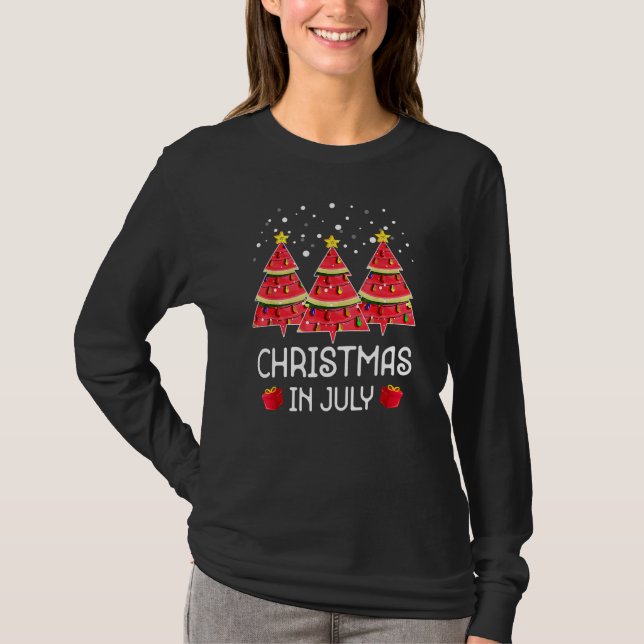 Camiseta Christmas In July Watermelon Summer Vacation Beach (Anverso)