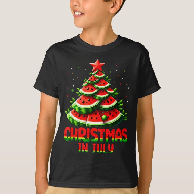 Camiseta Christmas In July Watermelon Tree Summer Mens Wome (Anverso)