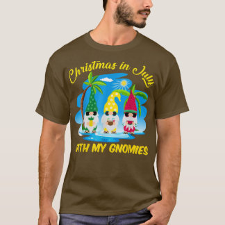 Camiseta Christmas In July With My Gnomies Beach Summer Chr