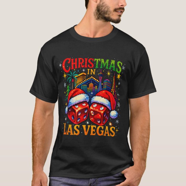 Camiseta Christmas In Las Vegas Funny Holiday Design Long S (Anverso)