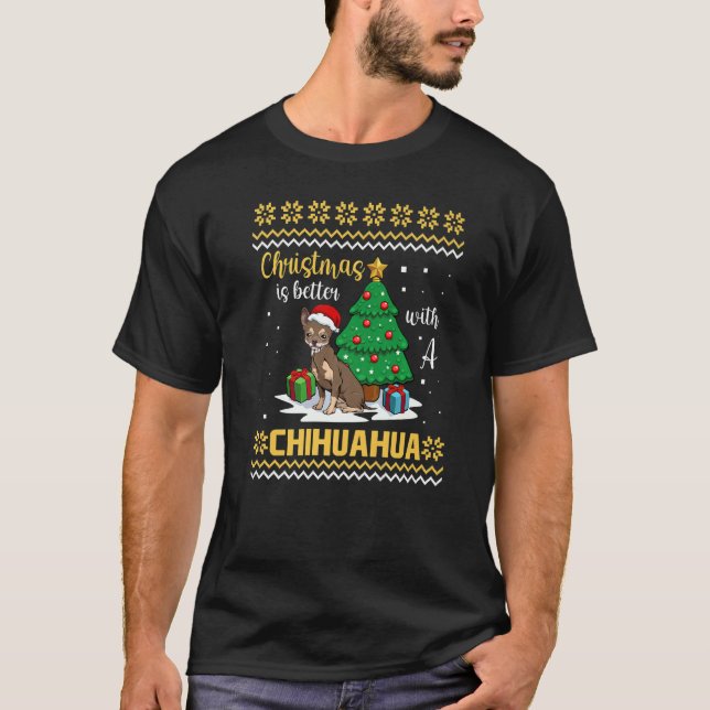 Camiseta Christmas Is Better With A Chihuahua Pajama Dog Pu (Anverso)