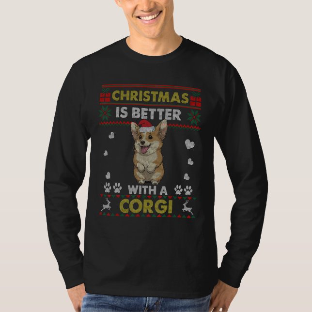 Camiseta Christmas Is Better With A Corgi Dog Ugly Christma (Anverso)