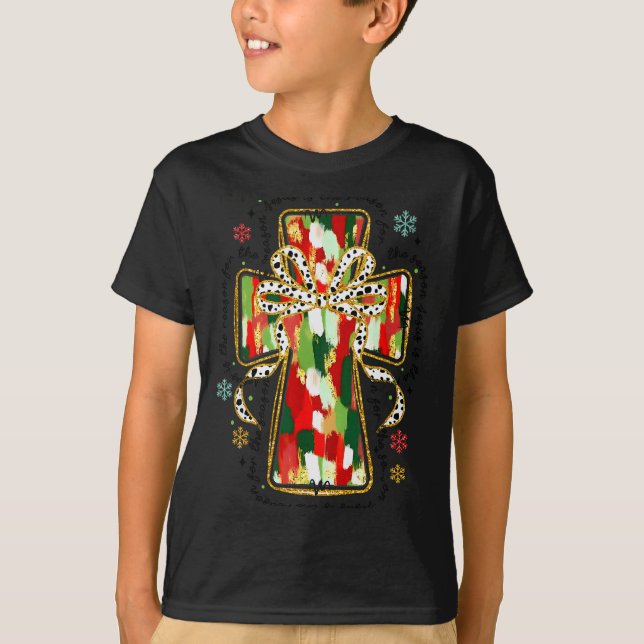 Camiseta Christmas Jesus Is The Reason Christian Cross Coqu (Anverso)