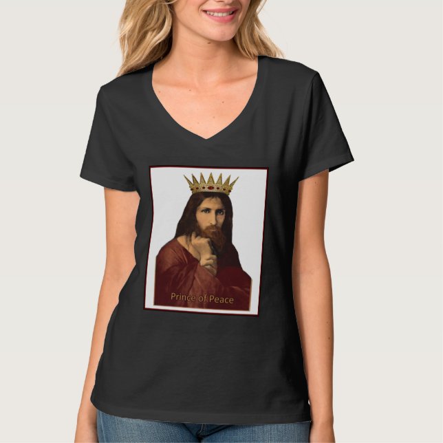 Camiseta Christmas Jesus Portrait Crowned Prince of Peace C (Anverso)