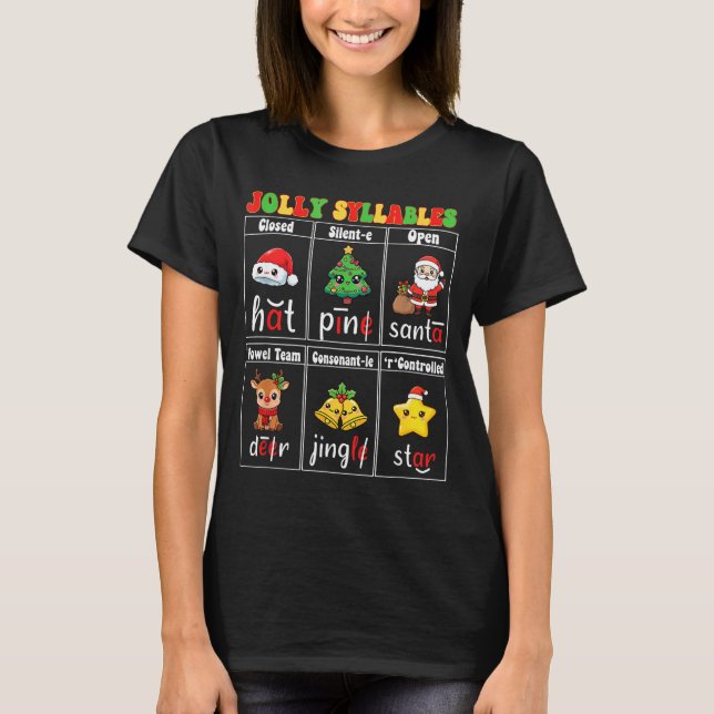 Camiseta Christmas Jolly Syllables Teacher Students Funny S (Anverso)