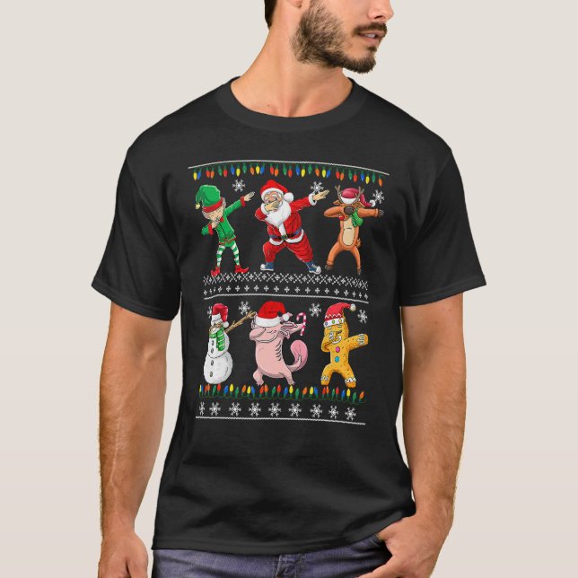 Camiseta Christmas Kids Boys Men Dabbing Santa Elf Deer Fri (Anverso)