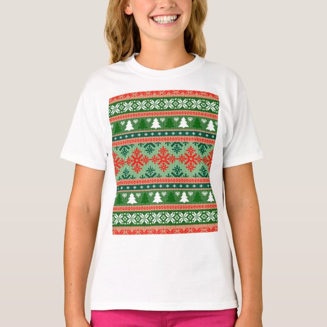 Camiseta Christmas Knitting Pattern (Anverso)
