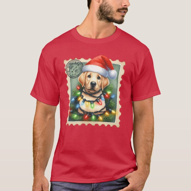 Camiseta Christmas Labrador with hat and festive garlands g (Anverso)