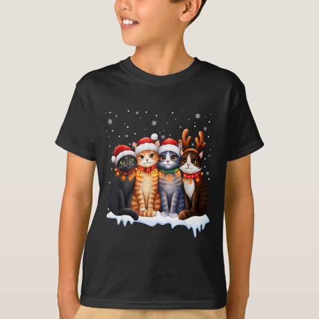 Camiseta Christmas Lights For Cat Lovers Xmas  (Anverso)