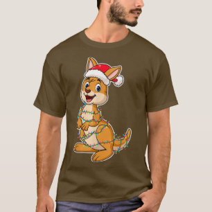 Camiseta Christmas Lights Kangaroo Wearing Xmas Hat  Kangar
