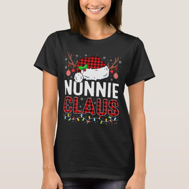 Camiseta Christmas Lights Nonnie Claus Family Matching Xmas (Anverso)