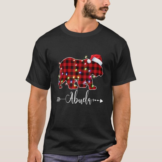 Camiseta Christmas Lights Pajama Matching Red Plaid Abuela  (Anverso)