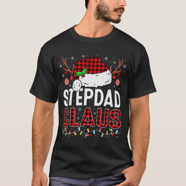 Camiseta Christmas Lights Stepdad Claus Family Matching Xma (Anverso)