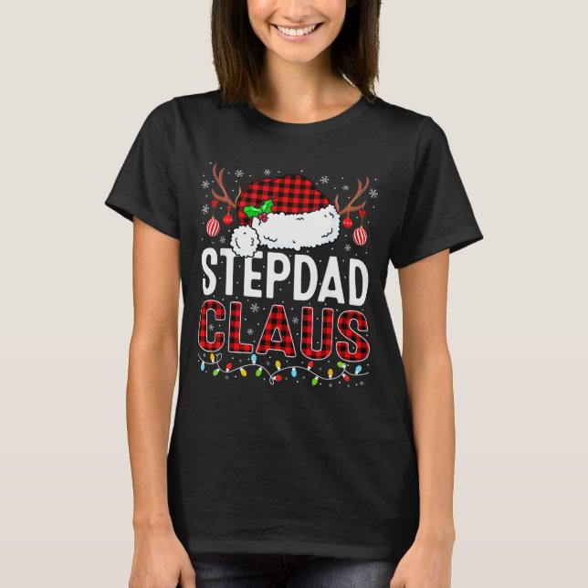 Camiseta Christmas Lights Stepdad Claus Family Matching Xma (Anverso)