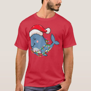 Camiseta Christmas Lights Whale Wearing Xmas Hat Whale Lov