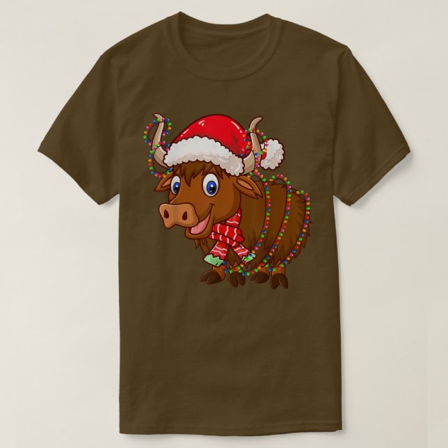 Camiseta Christmas Lights Yak Wearing Xmas Hat  Yak Lover  (Diseño del anverso)