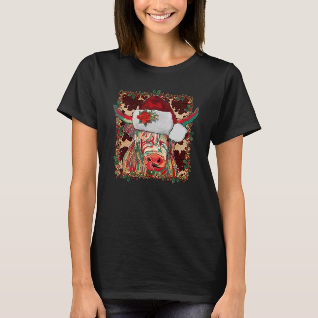 Camiseta Christmas Longhorn Cow Cute  Christmas Western (Anverso)