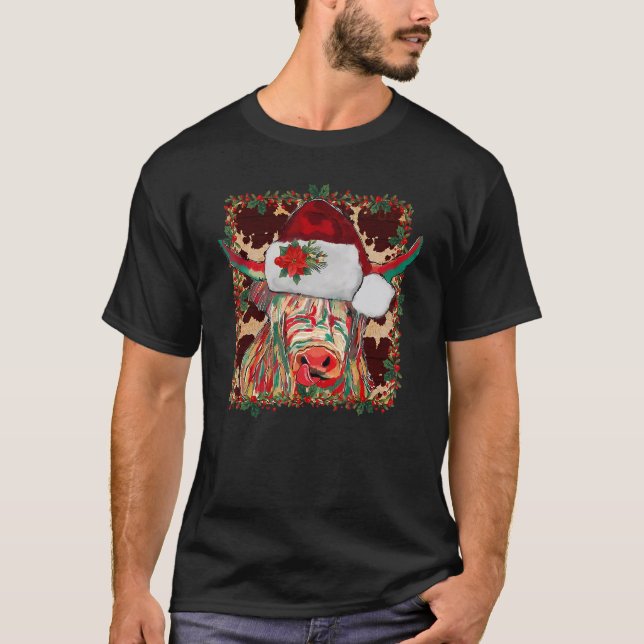 Camiseta Christmas Longhorn Cow Cute  Christmas Western (Anverso)