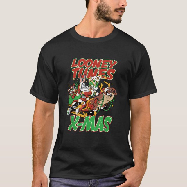 Camiseta Christmas Looney Tunes Tax Reindeer Sleigh Bugs Da (Anverso)
