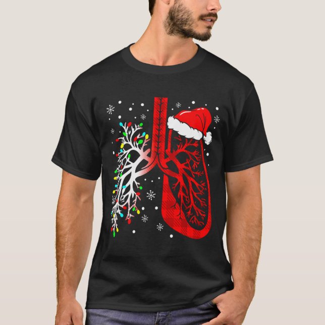 Camiseta Christmas Lung Lights Resratory Therast Holiday  (Anverso)