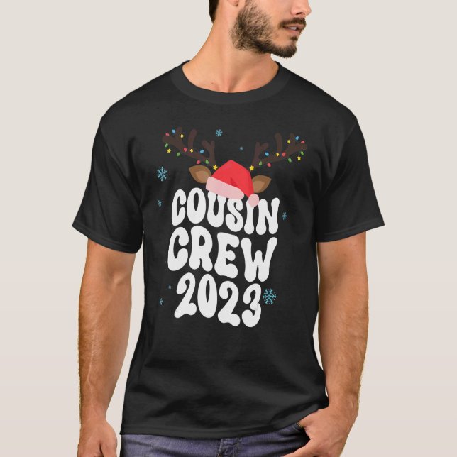 Camiseta Christmas Maching Cousin Crew Riendeer Xmas Lights (Anverso)