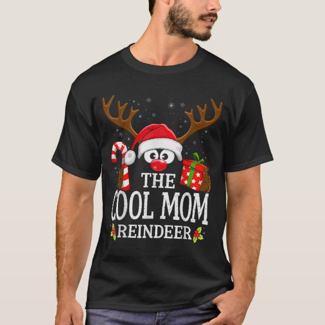 Camiseta Christmas Matching The Cool Mom Reindeer Family  (Anverso)