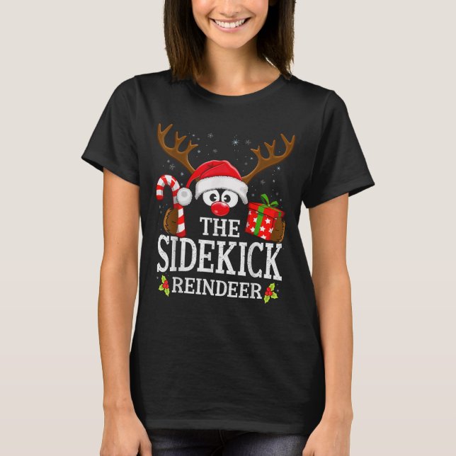 Camiseta Christmas Matching The Sidekick Reindeer Family  (Anverso)