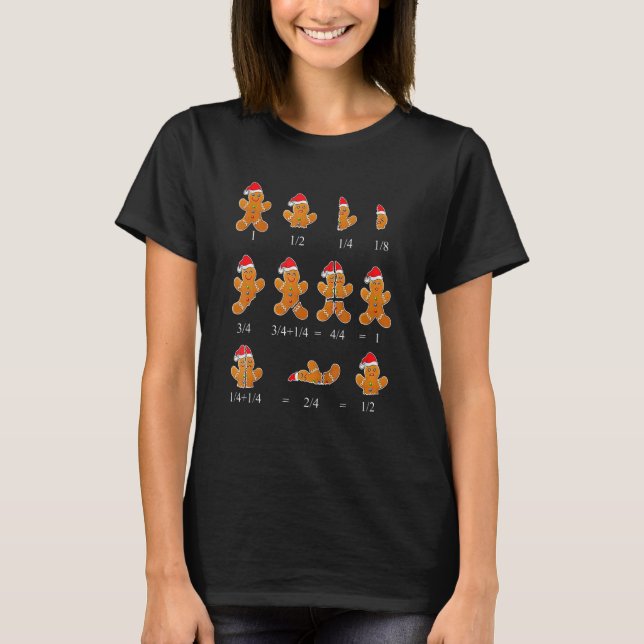 Camiseta Christmas Math Teacher Fraction Gingerbread Cookie (Anverso)