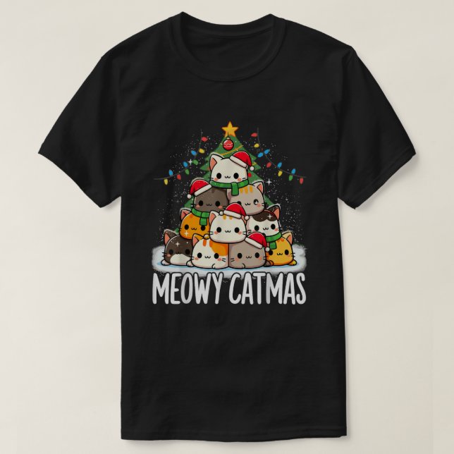 Camiseta Christmas Meowy Catmas Tree Xmas Cat (Diseño del anverso)