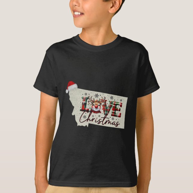 Camiseta Christmas Montana Xmas State Map Montana Christmas (Anverso)