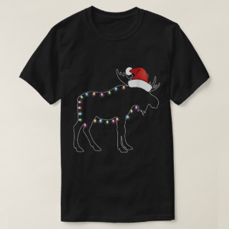 Camiseta Christmas Moose | Festive Holiday Lights Outline