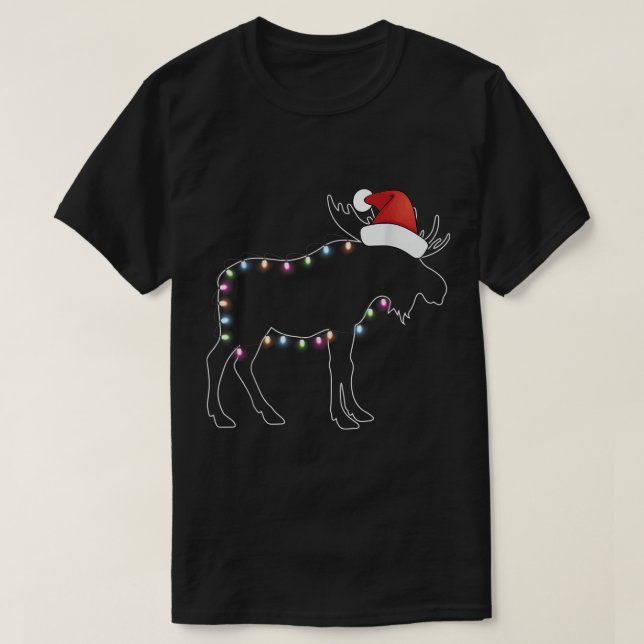 Camiseta Christmas Moose | Festive Holiday Lights Outline (Diseño del anverso)