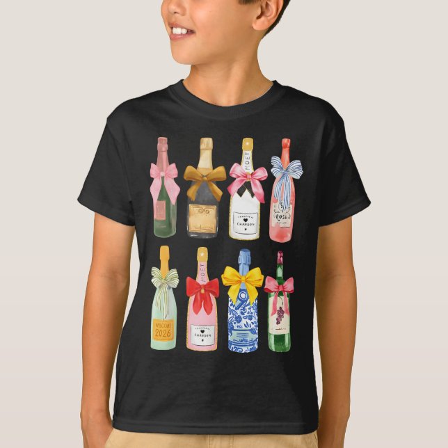 Camiseta Christmas New Year Champagne Gl Coquette Bottle  (Anverso)