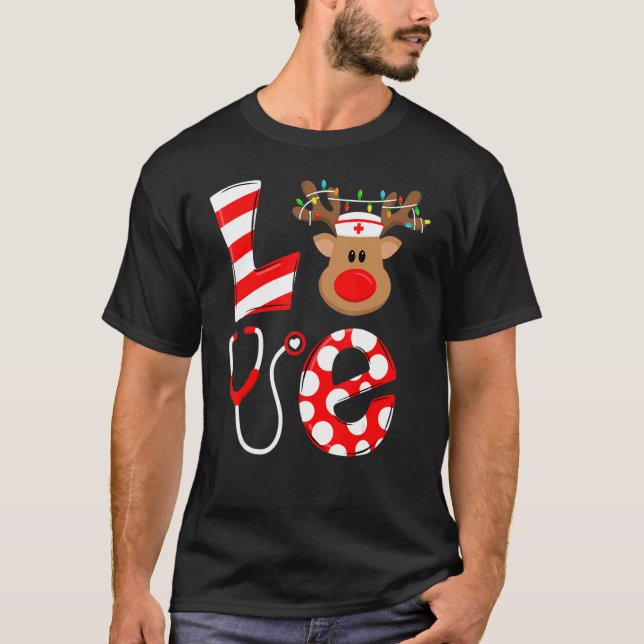 Camiseta Christmas Nurse Love NICU RN ER Santa Reindeer Nur (Anverso)