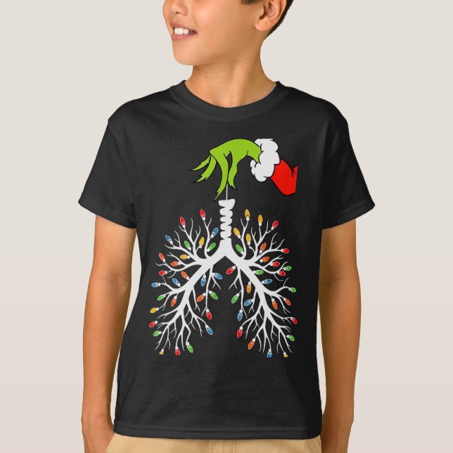 Camiseta Christmas Nurse Lung Xmas Lights Funny Pulmonologi (Anverso)