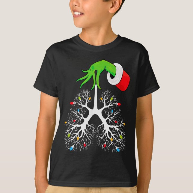Camiseta Christmas Nurse Resratory Therast Lung Lights Funn (Anverso)