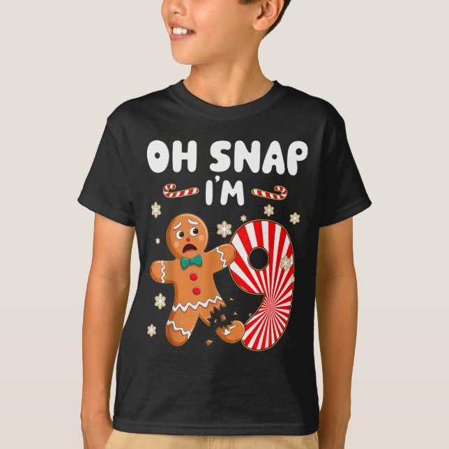 Camiseta Christmas Oh Snap 9 Year Old Gingerbread Man 9th B (Anverso)