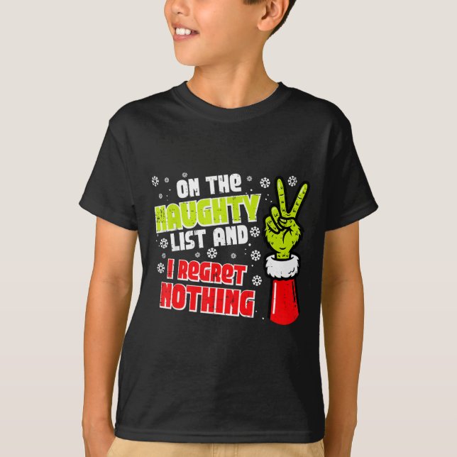 Camiseta Christmas On Naughty List Regret Nothing Xmas Men  (Anverso)