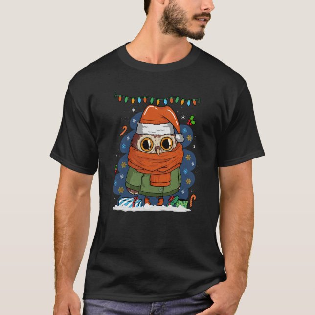 Camiseta Christmas Owl Cute Owl Holiday (Anverso)