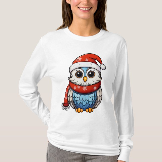 Camiseta Christmas Owl – Festive Holiday T-Shirt for Adults (Anverso)